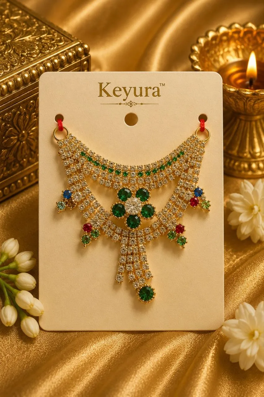 Laddu Gopal Mala Green Jari AD Necklace for Thakur Ji - Size 5 or 6