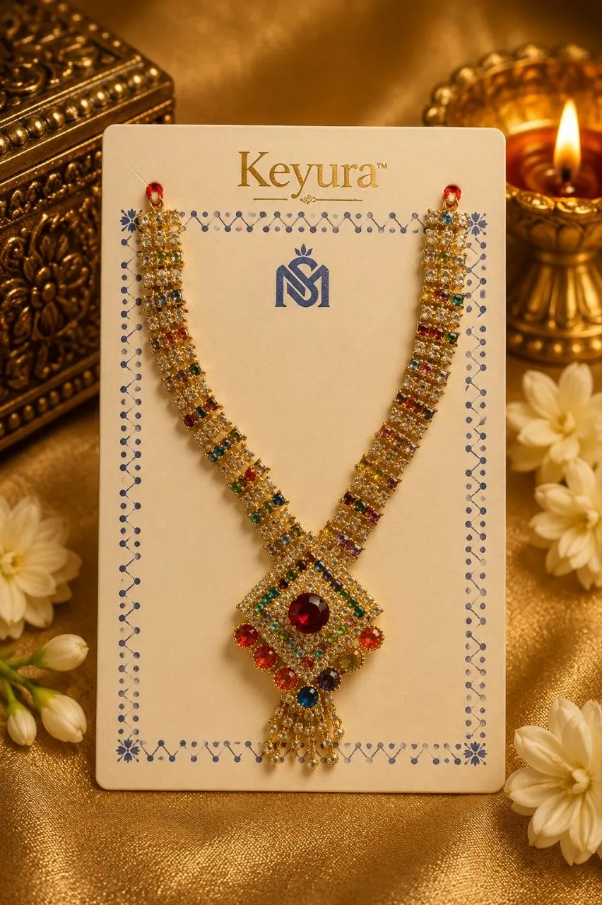 Shubbushrii 4.5 Inch Long Multicolor AD Haar for Kanha Vrindavan | Krishna Shringar