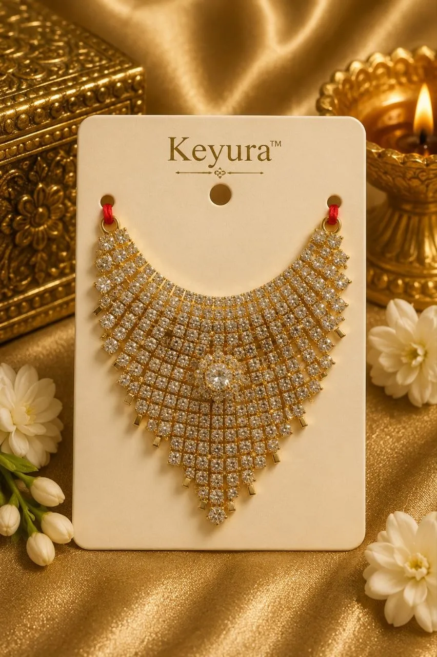 Keyura 6 No. Classic White AD Haar for Laddu Gopal | Premium Krishna Shringar