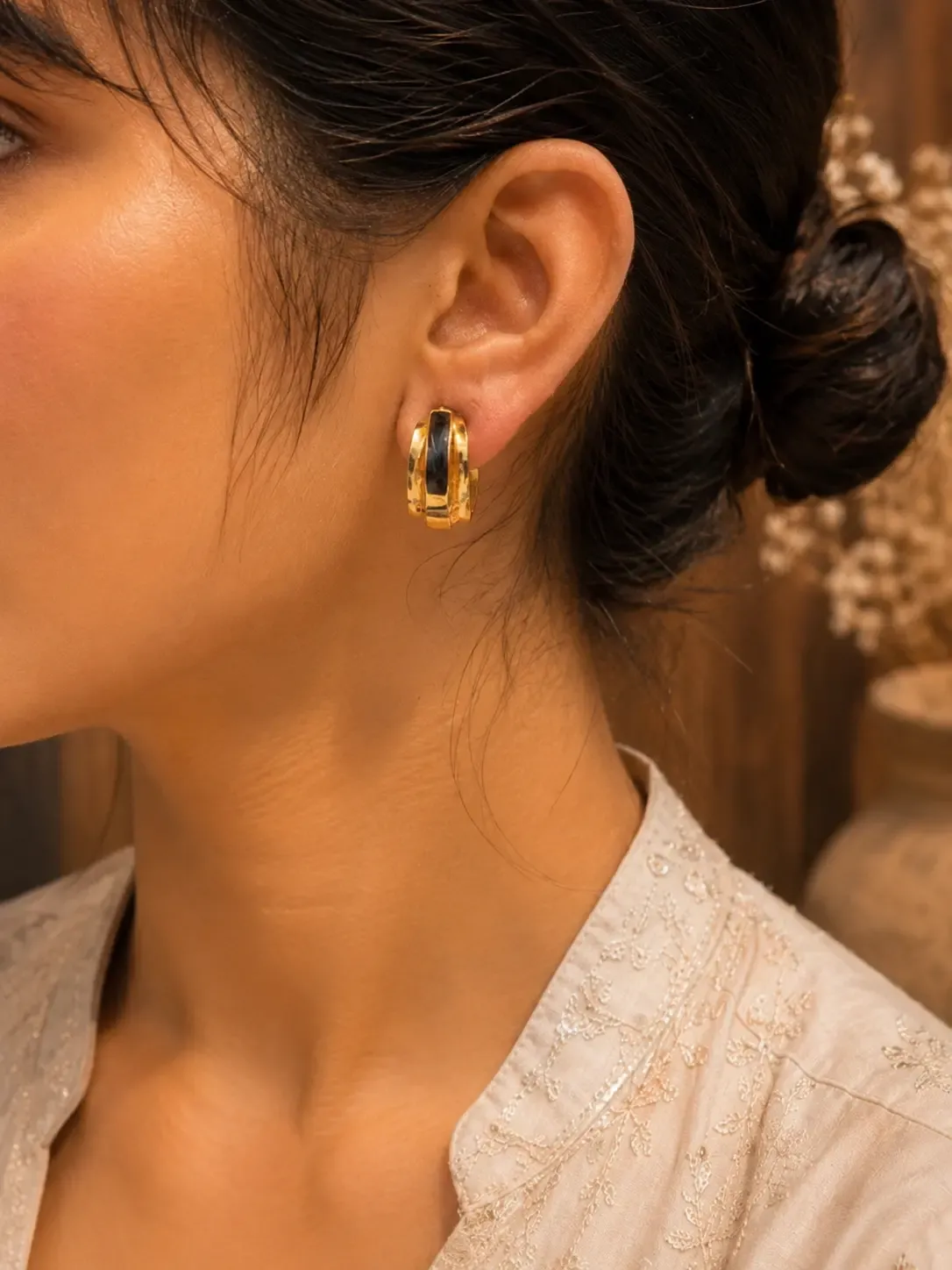 Gold Plated Geometric Hoop Earrings | Minimalist Anti-Tarnish Fashion Jewellery