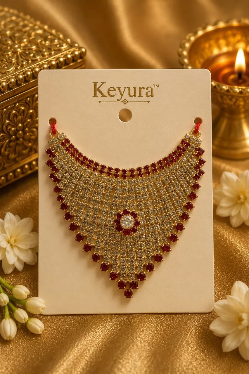Keyura 6 No. Royal Ruby AD Haar for Laddu Gopal | Premium Krishna Shringar