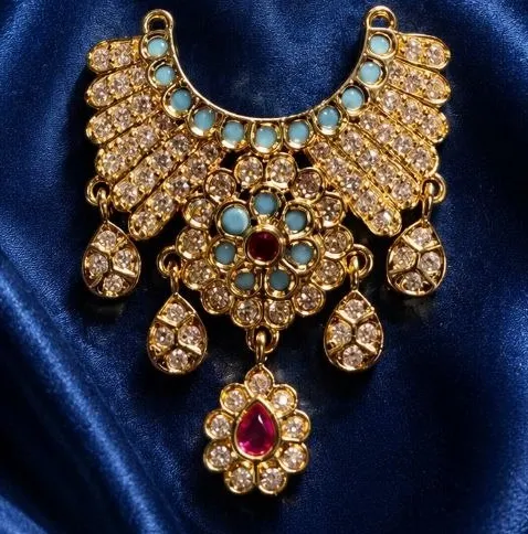 Laddu Gopal Designer AD Haar for Size 3 or 4 | Ruby Blue Stone Mala