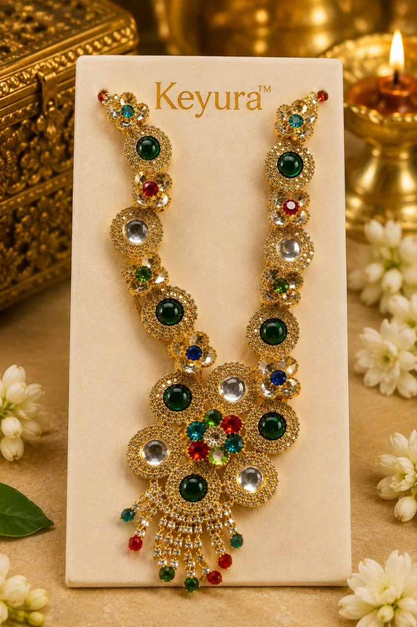 Shubbushrii 6 inch  Multicolor AD Haar | Premium Traditional Necklace