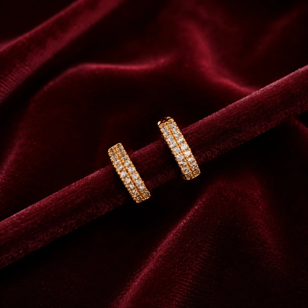 Rose Gold American Diamond Stud Earrings with Adjustable Screw-Back Closure
