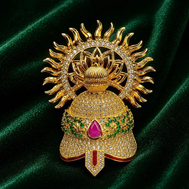 Laddu Gopal Premium AD Jewellery Mukut for Size 4 | Sun Lotus Designer Shringar