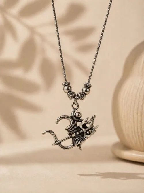 Silver Plated Om Symbol Pendant Necklace for Women – view 2