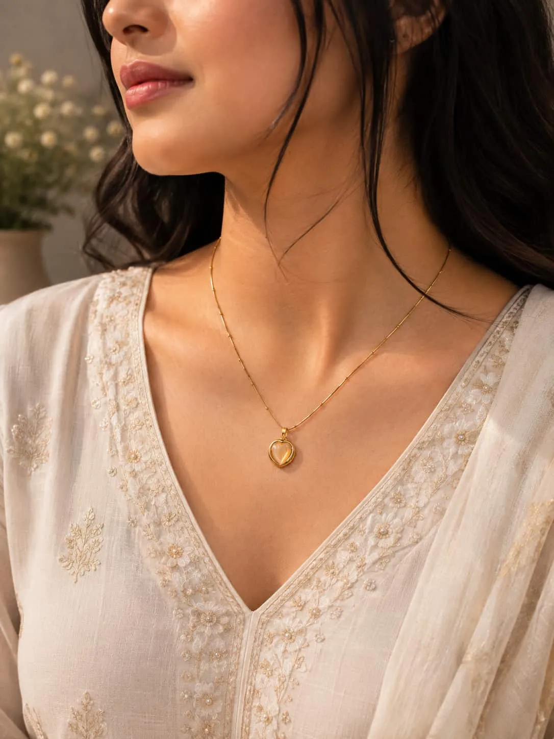 Dainty Heart Drop Anti-Tarnish Gold Plated Necklace for Women