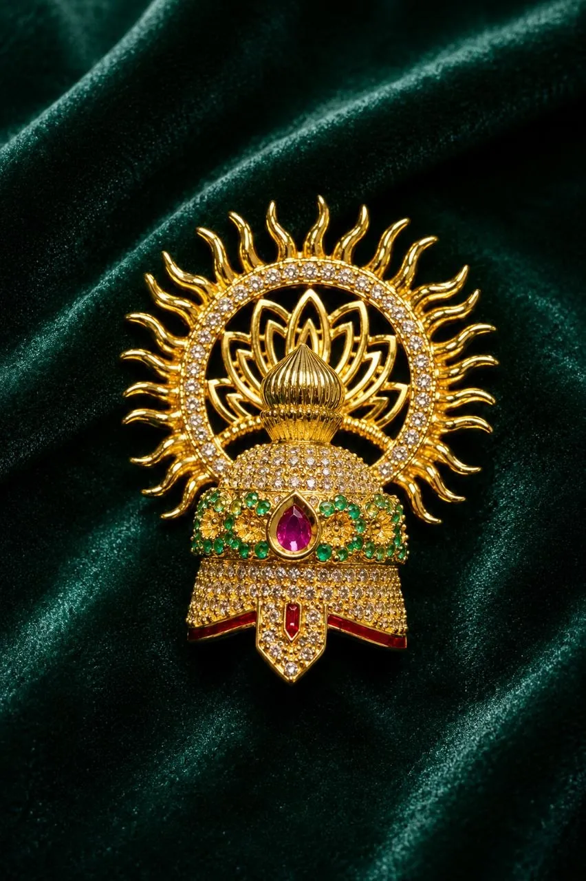 Laddu Gopal Premium AD Mukut for Size 3 | Green Ruby Janmashtami Special