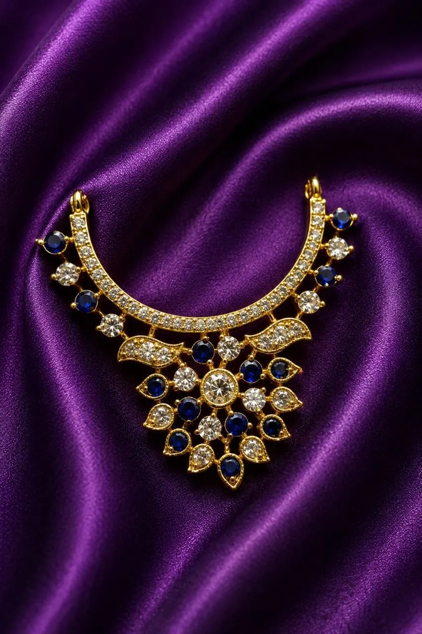 AD Choker Necklace for Laddu Gopal Size 6 | Blue Stone Designer Mala | Premium Kanha Ji Jewellery