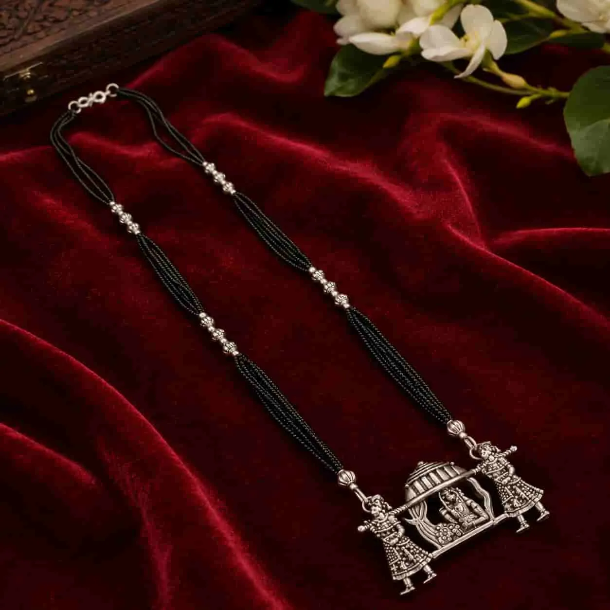 Vidaai Doli Bride Groom Oxidised German Silver Mangalsutra Necklace Set