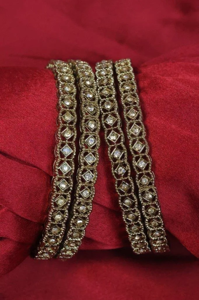 Antique Gold Polki Look Bangles Set of Two