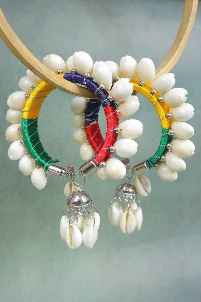 Cowrie Shell Thread Kada Set of Two