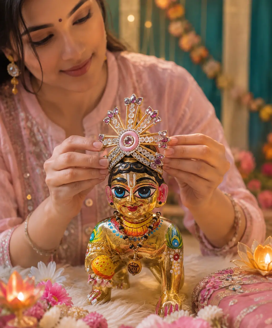Purple AD Premium Mukut No. 3/4 no. for Laddu Gopal – view 2