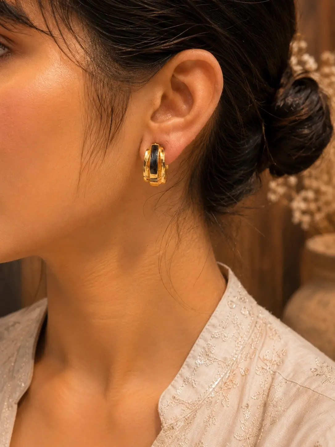 Gold Plated Geometric Hoop Earrings | Minimalist Anti-Tarnish Fashion Jewellery