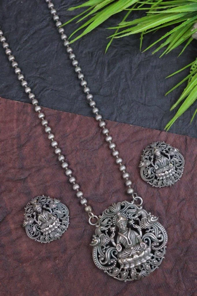 Lakshmi Pendant Necklace on Silver Ball Chain