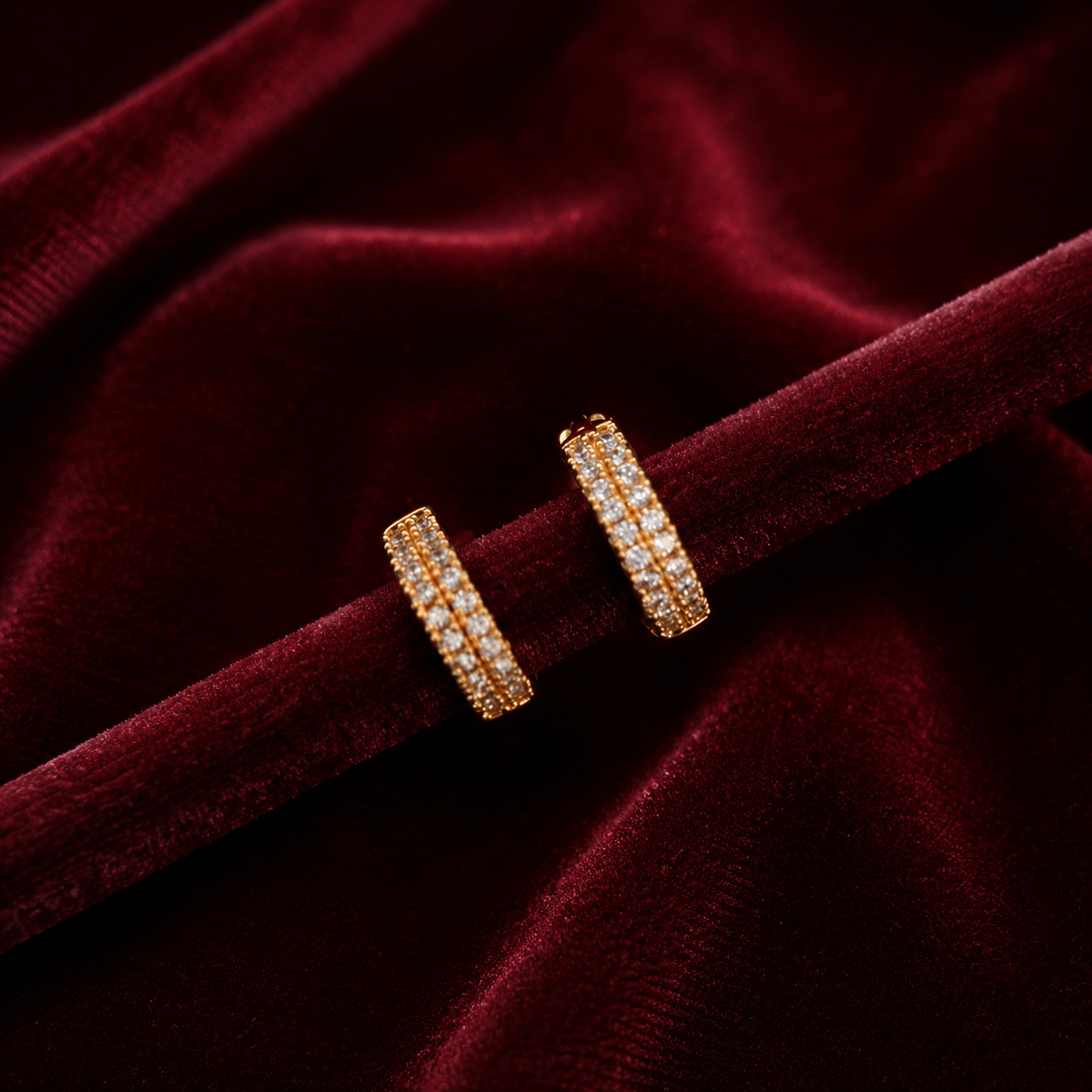 Rose Gold American Diamond Stud Earrings with Adjustable Screw-Back Closure