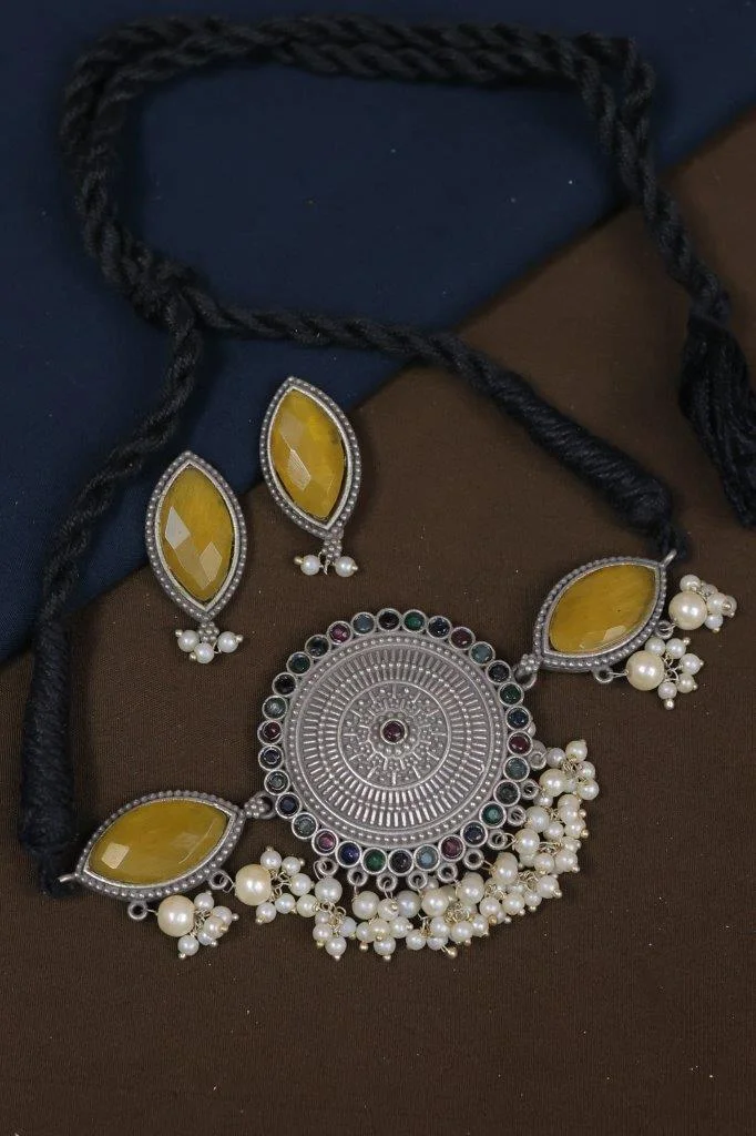 Sunburst Medallion Choker with Marquise Stone Wings