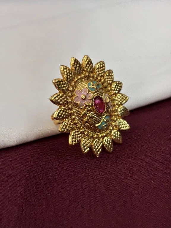 Sunflower Ring with Enamel Centre