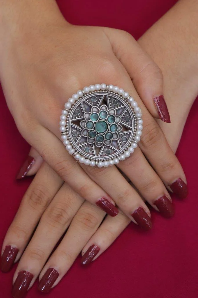 Pearl Rimmed Mandala Ring