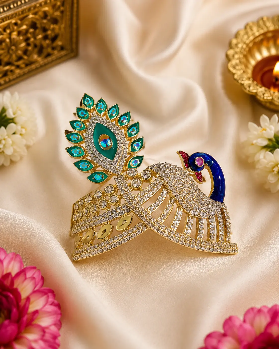 AD Peacock Mukut No. 6/7 for Laddu Gopal | Premium Laddu Gopal Shringar Mukut
