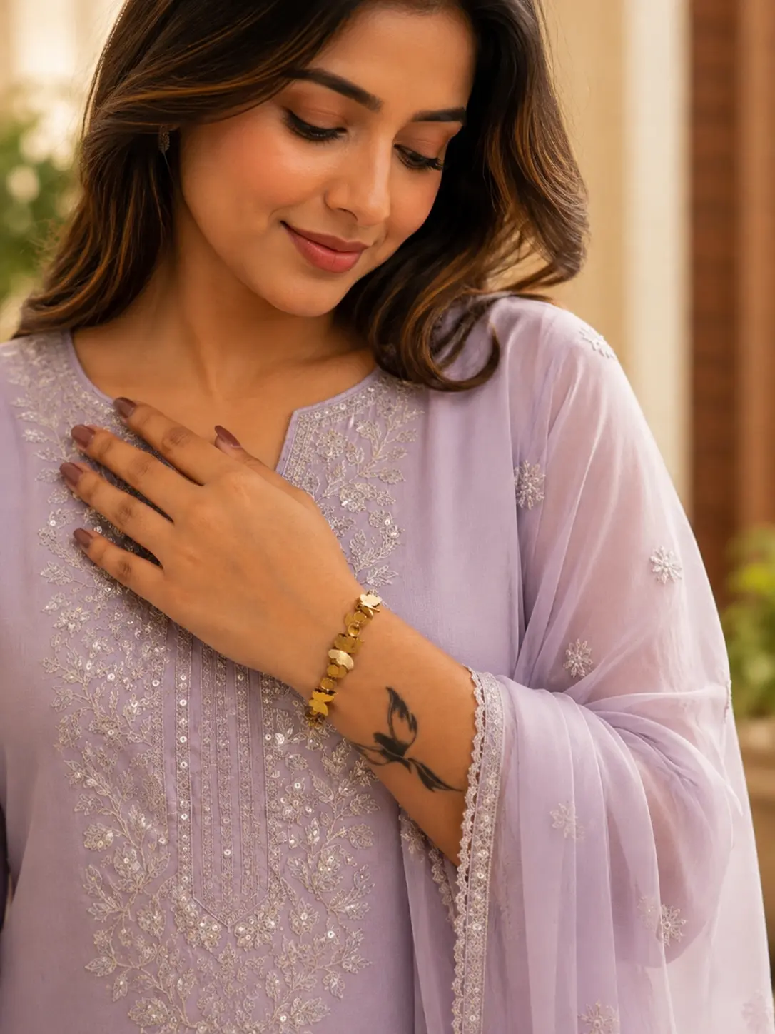Keyura Golden Butterfly Motif Open Bangle for Women