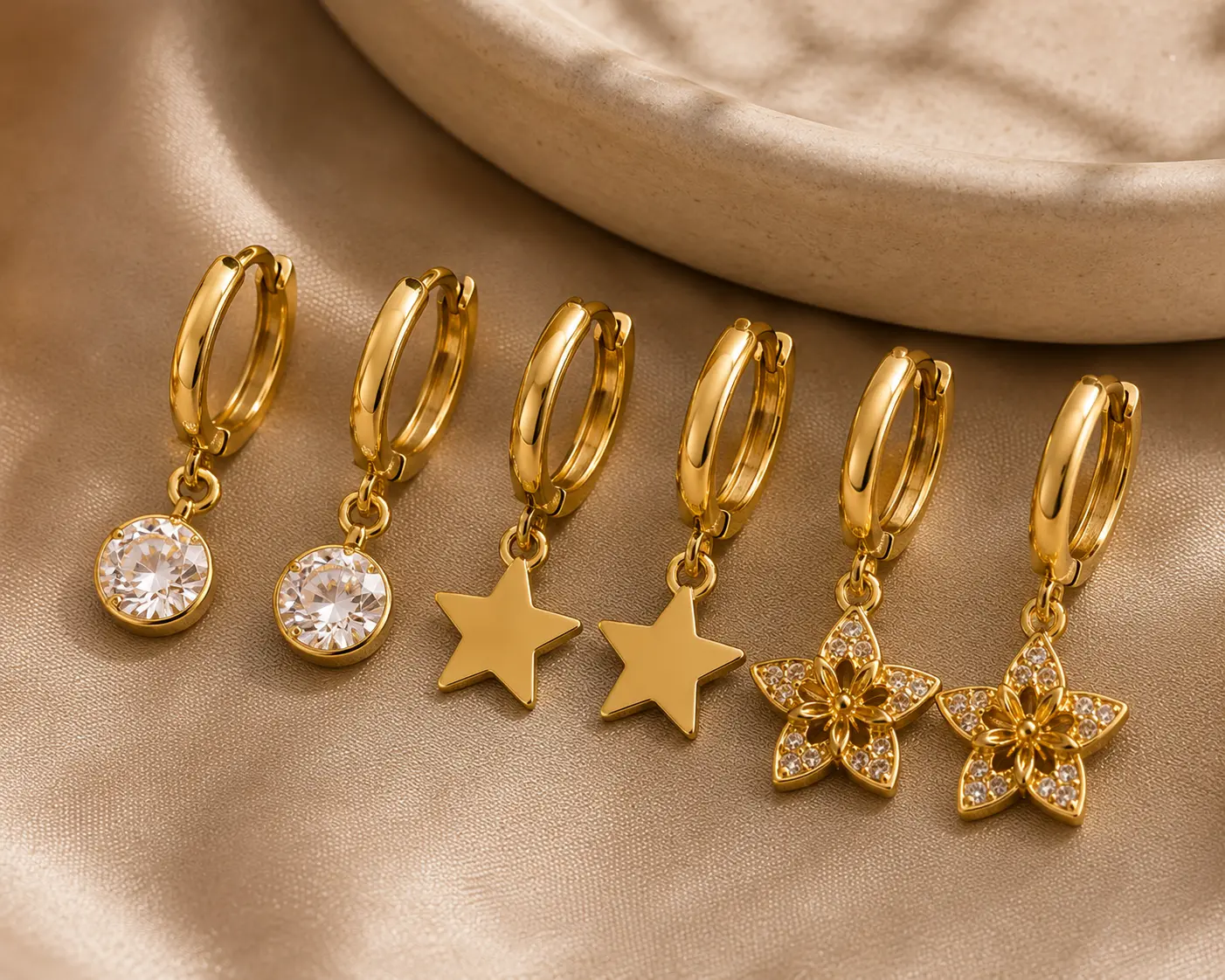 Anti Tarnish Earrings Combo Set – Elegant Gold Plated Earrings for Everyday