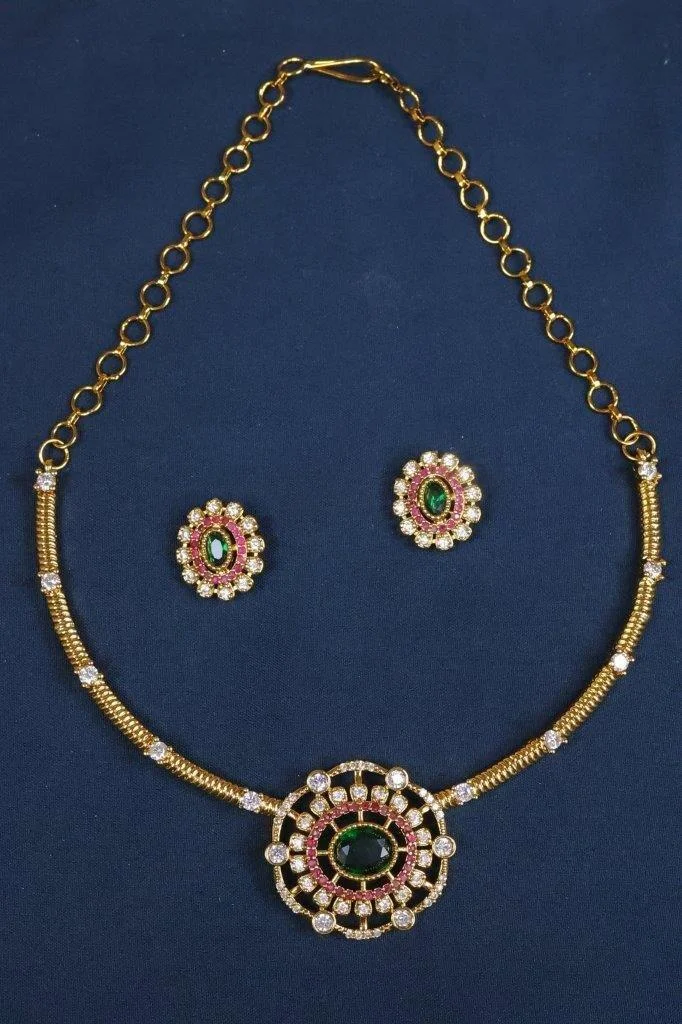 Round Mandala Pendant Necklace Set