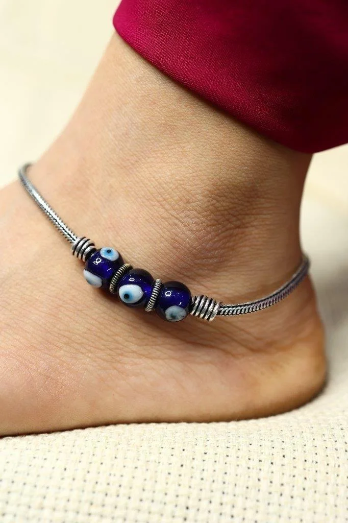 Evil Eye Payal with Four Nazar Beads