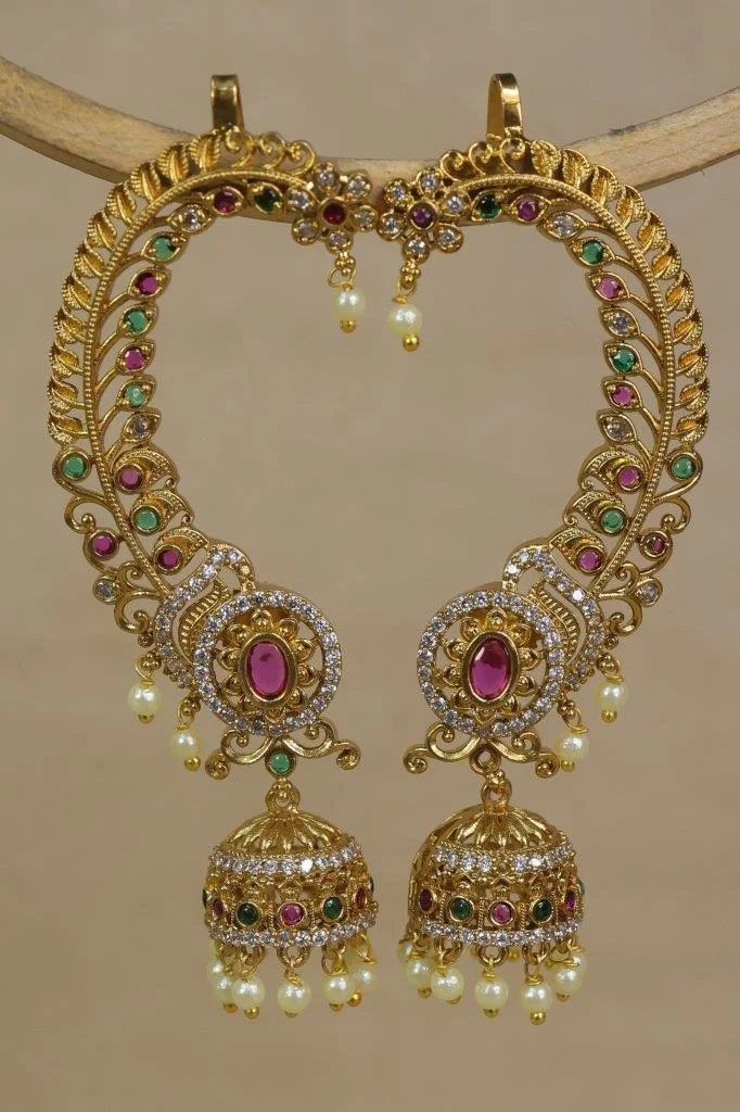 Wide Kaan Bali with Jhumka Drops