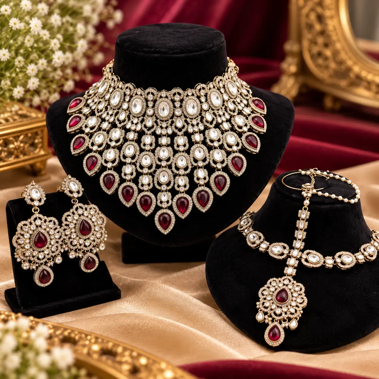 Kundan Bridal Choker & Necklace Set with Earrings and Maang Tikka
