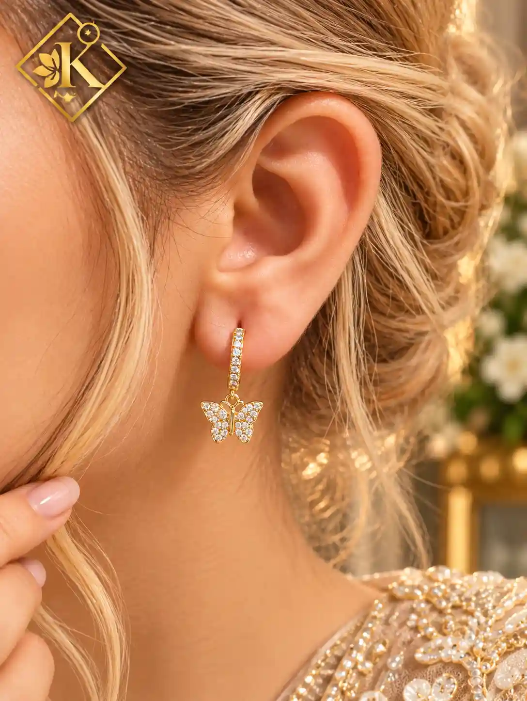Anti Tarnish Butterfly Hoop Earrings