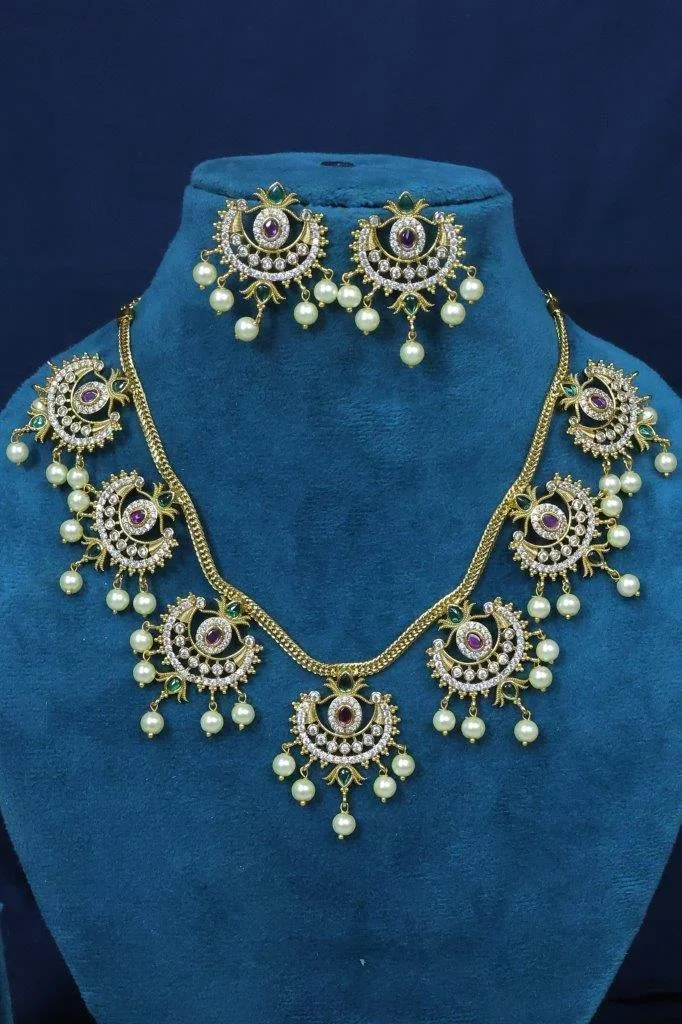 Kundan Necklace Set with Pearl Drops