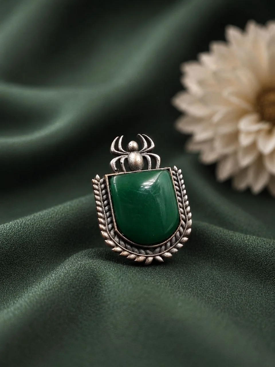 Oxidised Spider Ring with Yellow Stone – view 5