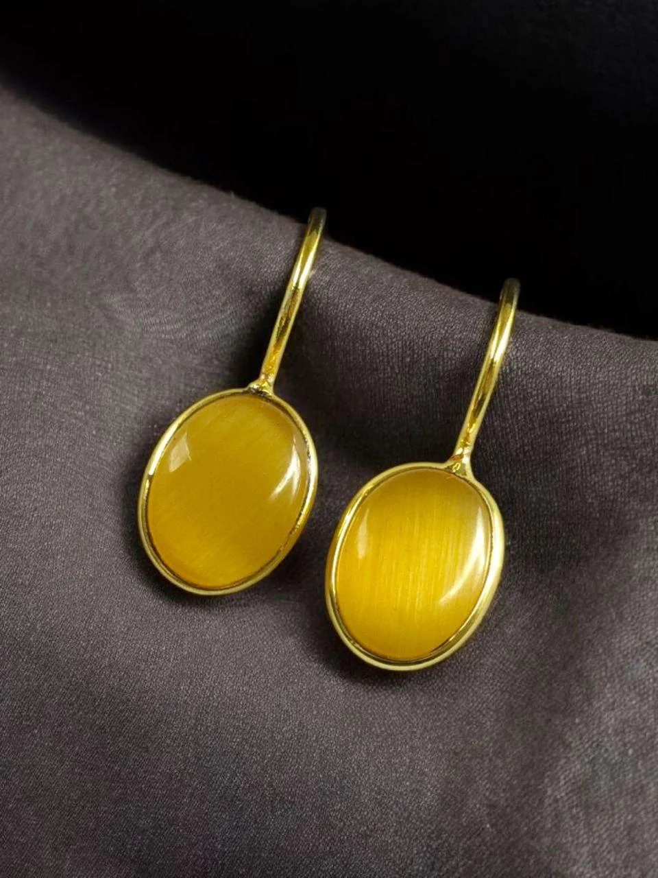 Oval Cabochon Hook Earrings