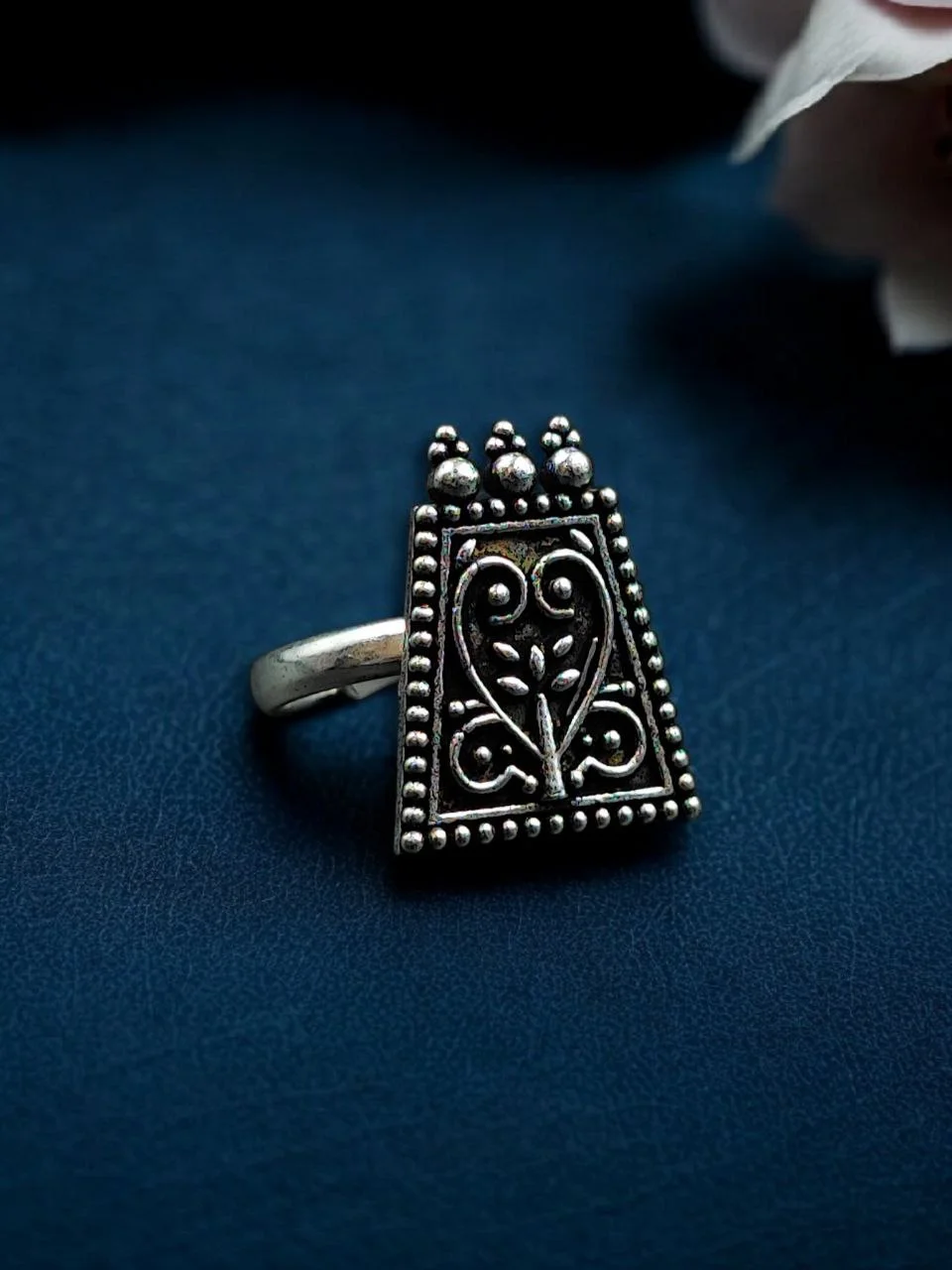 Oxidised Temple Panel Ring – view 4