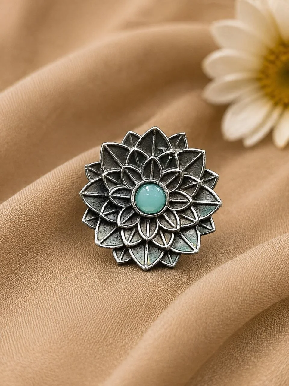 Oxidised Marigold Ring – view 2