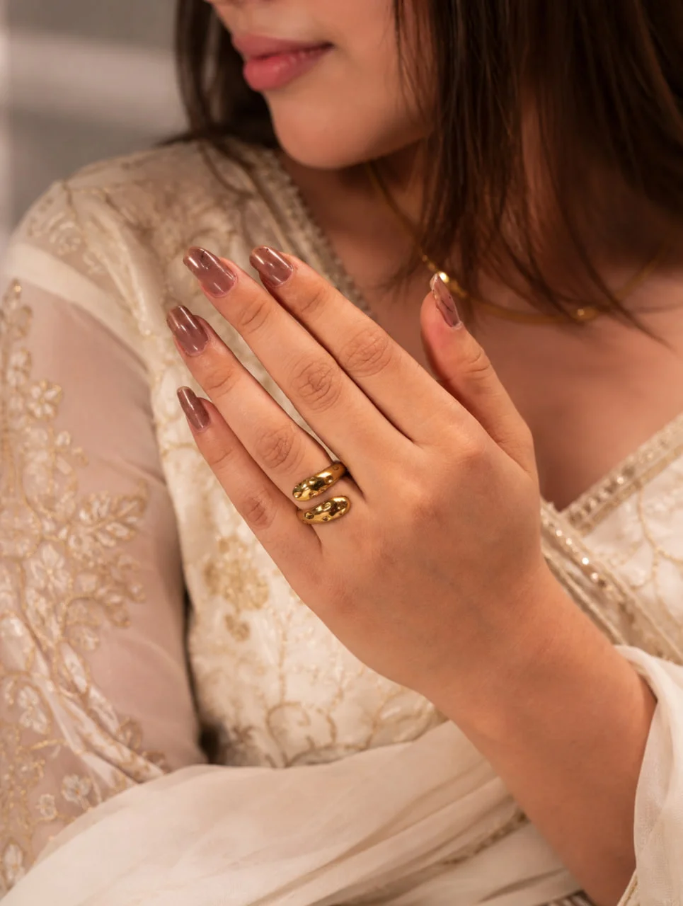 Anti-Tarnish Molten Dome Chunky Band Ring