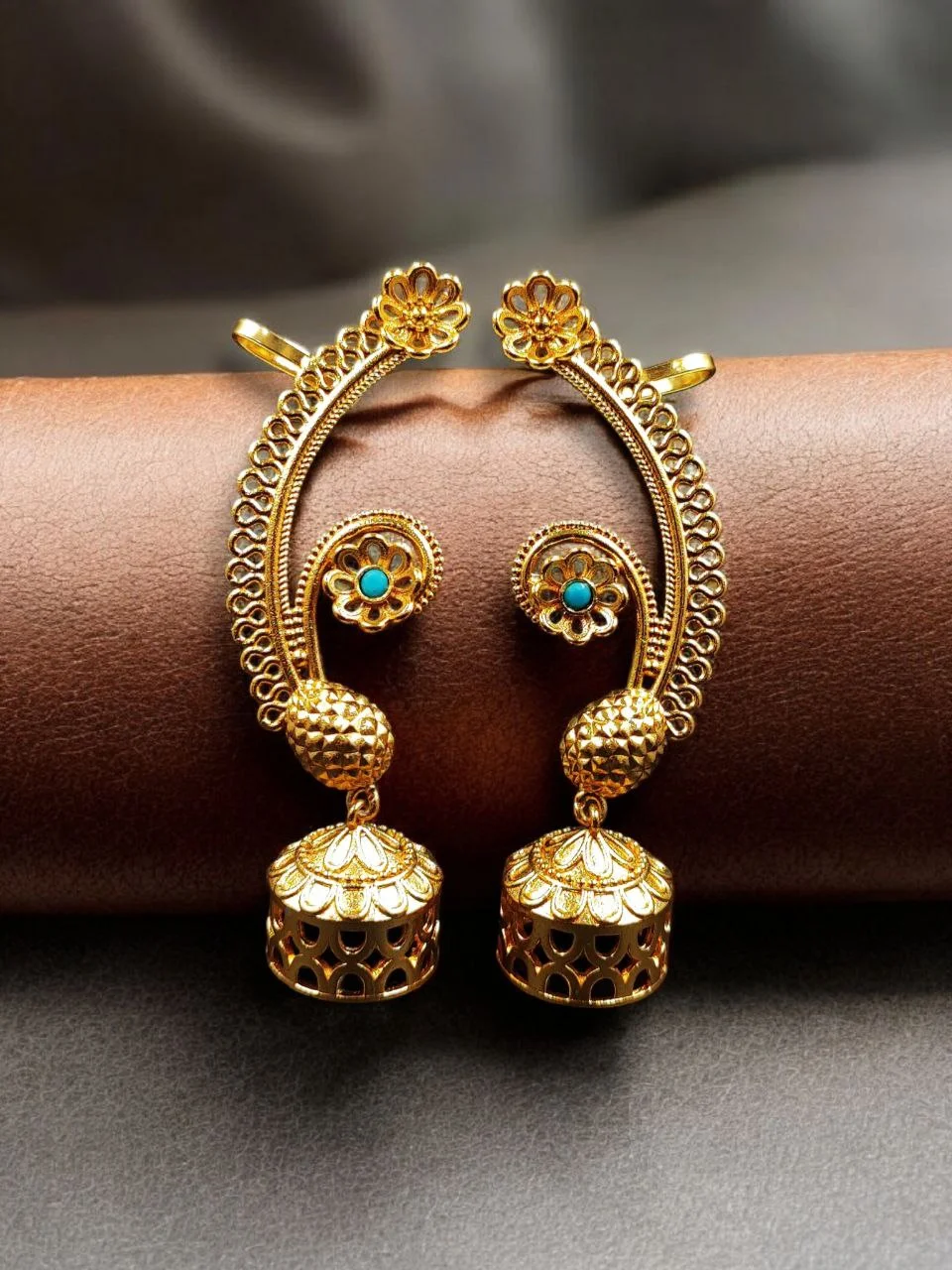 Flower Ear Cuff with Openwork Jhumka – view 5