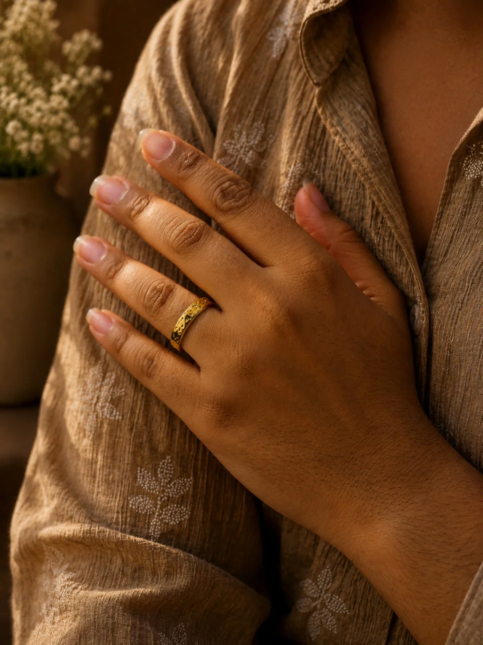 Anti-Tarnish Pierced Cutwork Band Ring