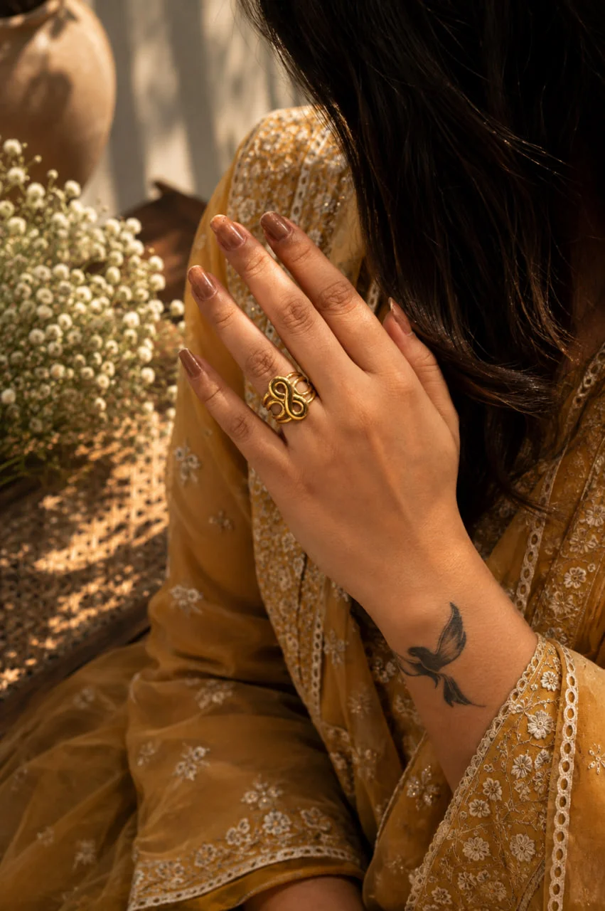 Anti-Tarnish Double Spiral Scroll Ring