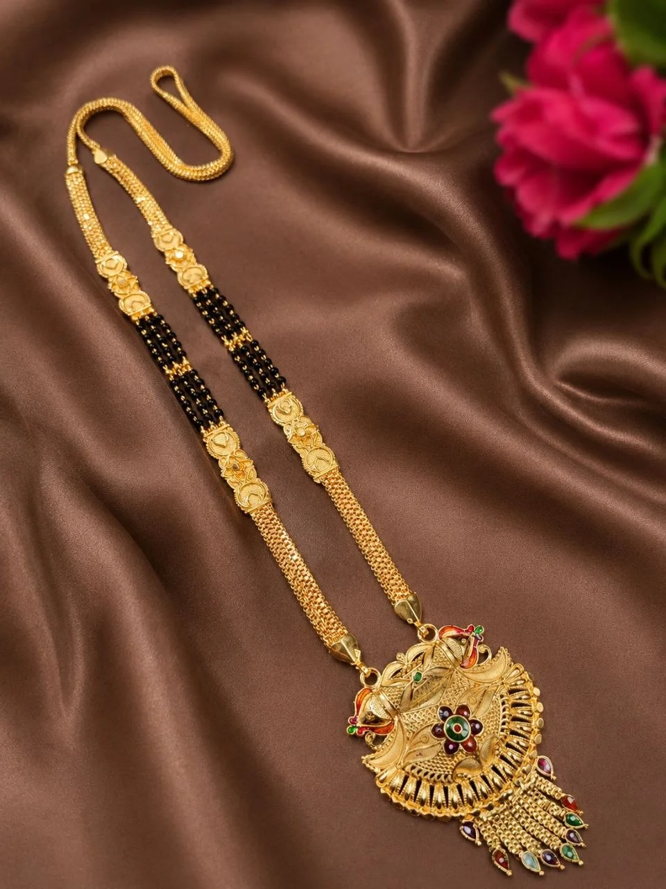 Long Mangalsutra with Sunburst Pendant