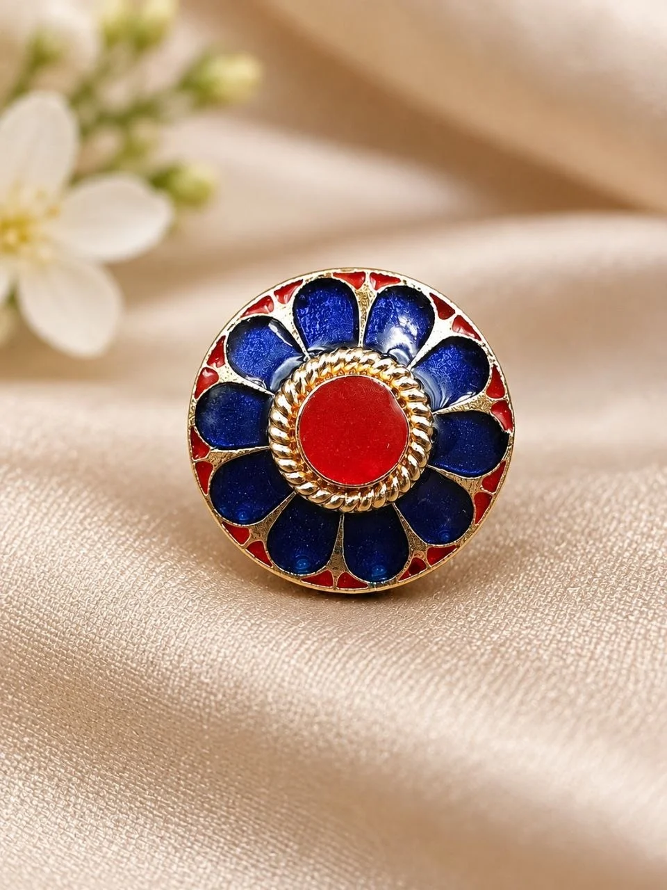 Gold Meenakari Rosette Ring – view 2
