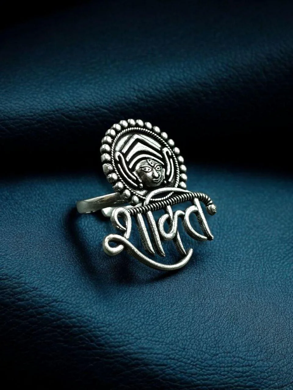 Shakti Ring — Oxidised Durga Ring with Trishul – view 3