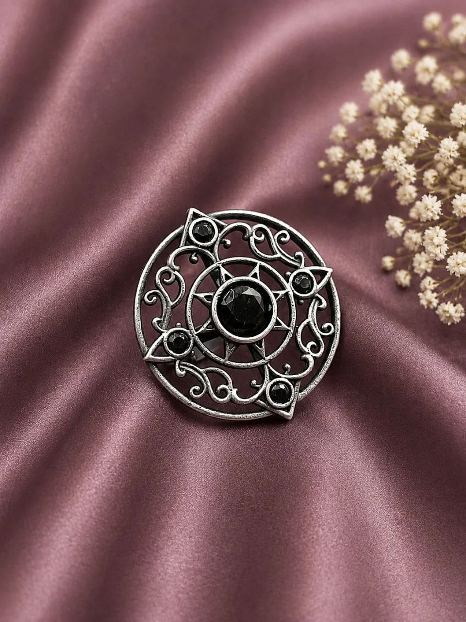 Vintage Oxidised Ring with Turquoise – view 3