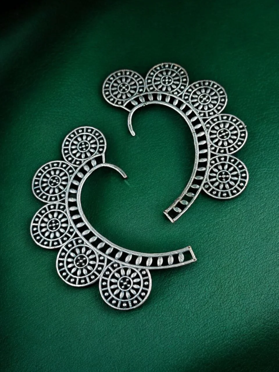 Oxidised Mandala Circle Ear Cuff, Non-Piercing – view 4