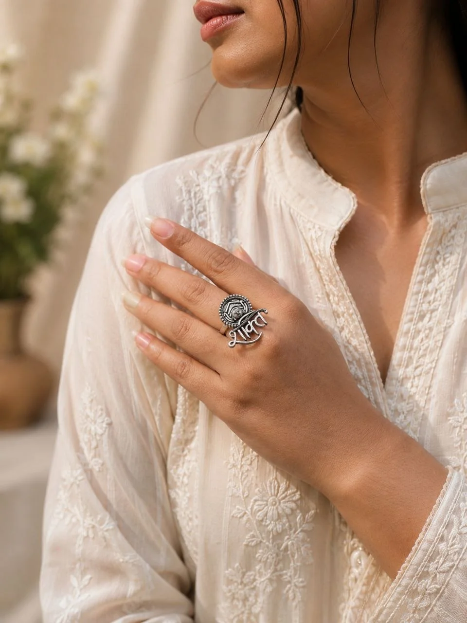 Shakti Ring — Oxidised Durga Ring with Trishul