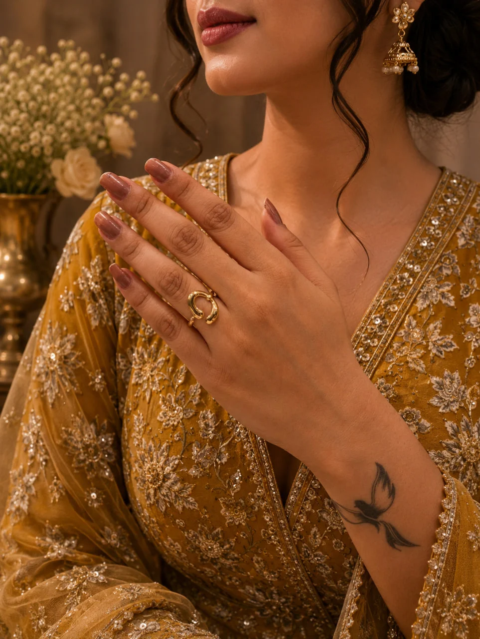 Anti-Tarnish Chunky Open Crescent Band Ring