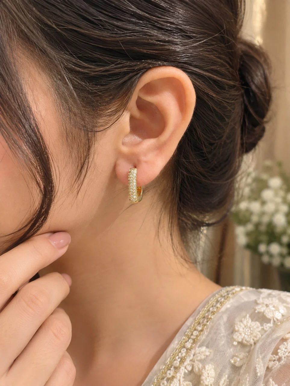 Anti Tarnish CZ Huggie Hoop Earrings