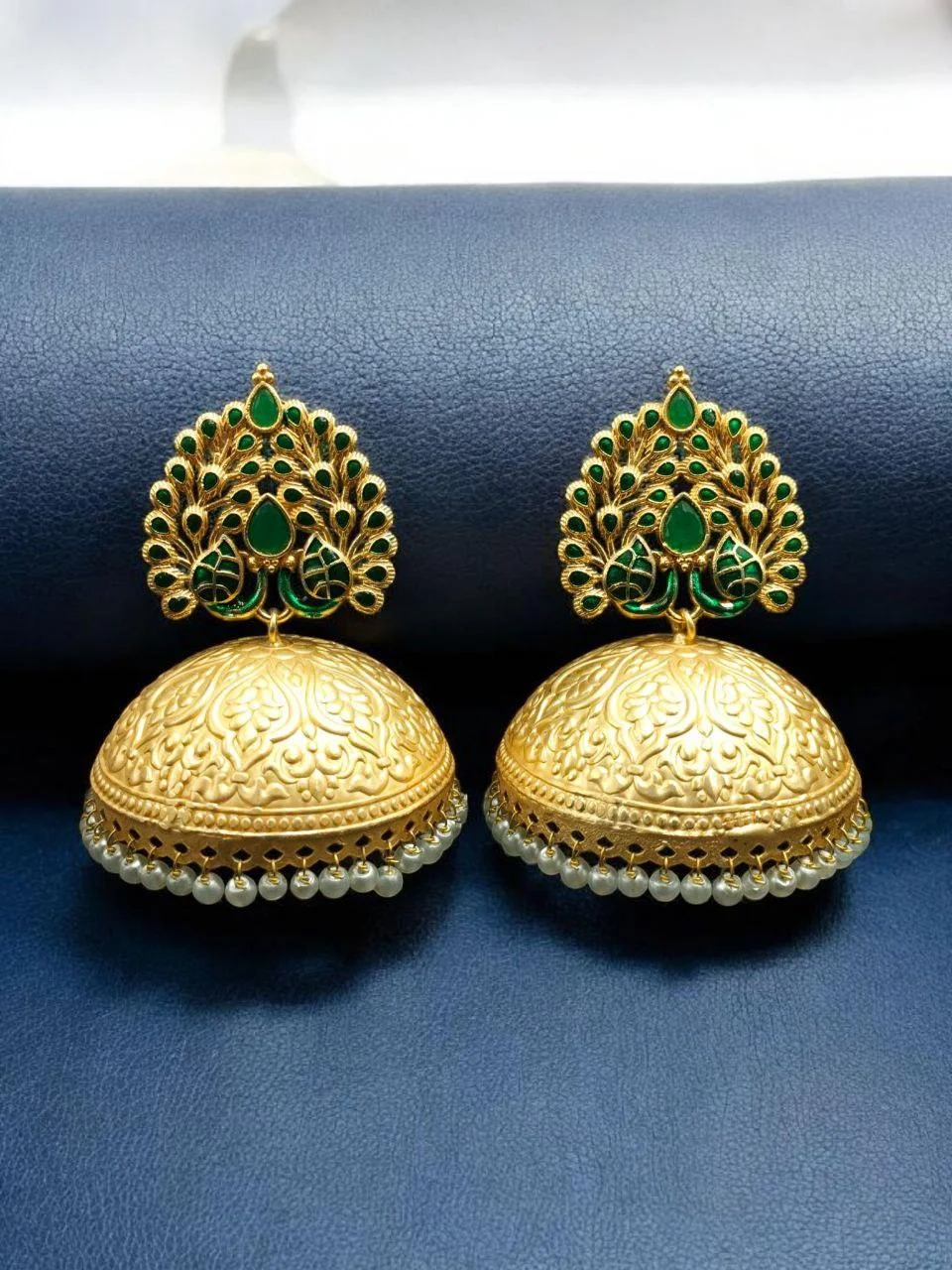 Peacock Arch Jhumka with Perforated Dome – view 3
