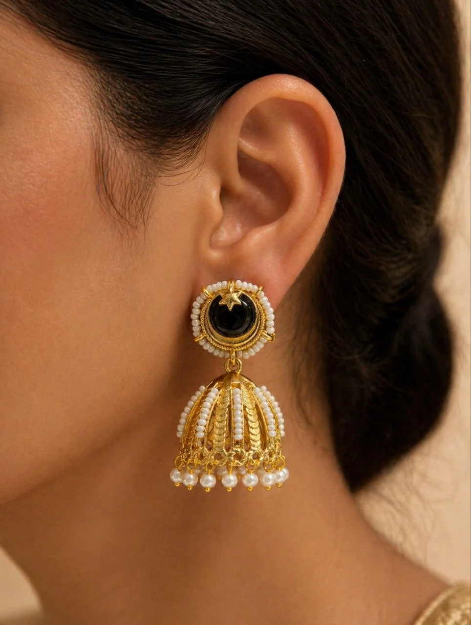 Chand Top Umbrella Jhumka with Pearl Border